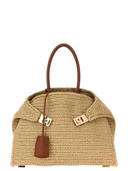 Ferragamo - Beige Hug Medium Satchel Bag with Charms