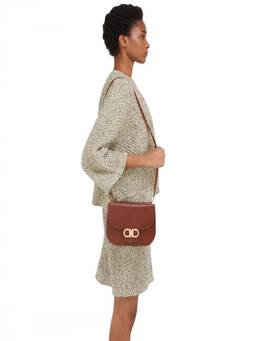Ferragamo - Brown Double Gancini Small Crossbody Bag