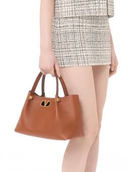 Valentino Garavani - Brown VLogo Signature Small Tote Bag