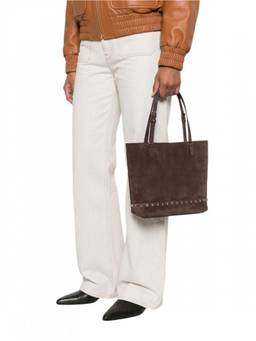Valentino Garavani - Brown Rockstud Small Tote Bag