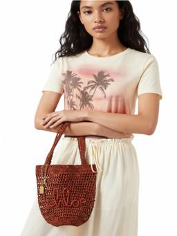 Chloe - Brown Summer Banana Small Tote Bag with Charms