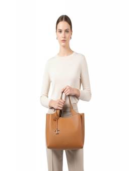 TOD'S - Brown T Timeless Medium Tote Bag with Charms