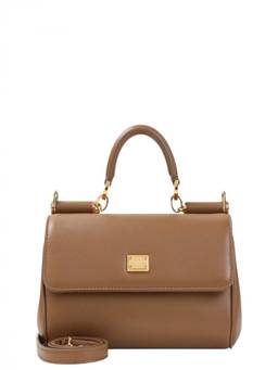 Dolce&Gabbana - Brown Sicily Mini Satchel Bag with Charms