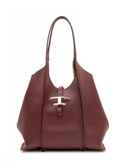 TOD'S - Maroon T Timeless Large Tote Bag with Zip Pouch