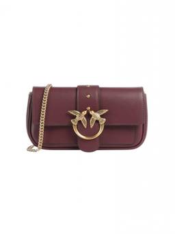 Pinko - Maroon Love Birds Small Crossbody Bag