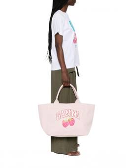 Ganni - Light Pink Logo Large Tote Bag
