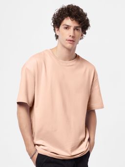 The Souled Store - Men Solids Oversized Nude Pink Oversized T-shirts