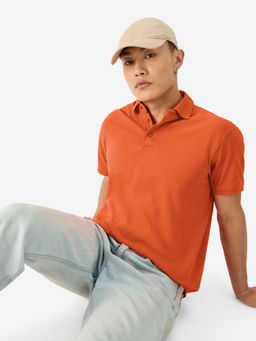 The Souled Store - Solids Tangerine Polo T-Shirt