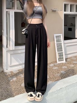 MISS MOSA BY AKANKSHA - Black Riley Straight Leg High Waist Pant