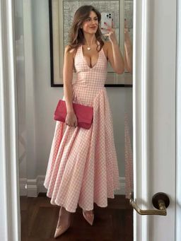 MISS MOSA BY AKANKSHA - Shireen Drop Waist Midi Dress In Pink