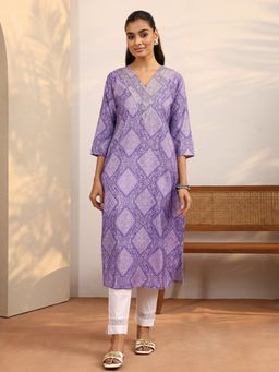 Libas - Lavender Silk Blend Straight Kurta for Women (3XL)