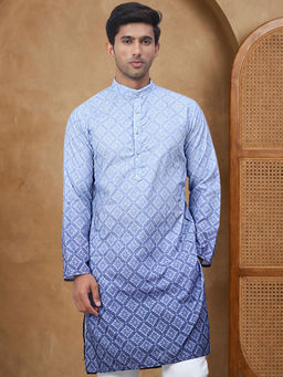 Jompers - Blue Men's Ombre Pure Cotton Straight Kurta
