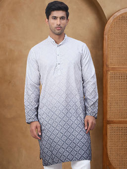 Jompers - Grey Men's Ombre Pure Cotton Straight Kurta