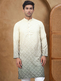 Jompers - Yellow Men's Ombre Pure Cotton Straight Kurta