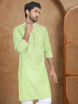 Jompers - Green Men's Cotton Striped Kurta