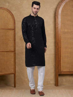 Jompers - Black Chikankari Kurta for Men