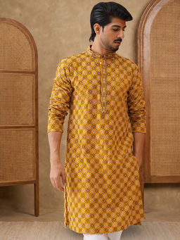 Jompers - Mustard Embroidered Kurta For Men