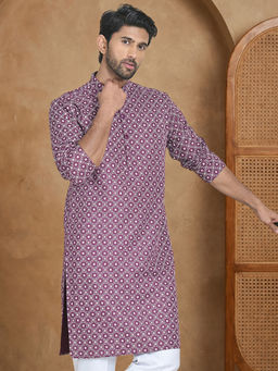 Jompers - Purple Men's Geometric Printed Kurta