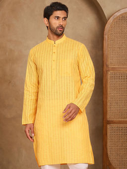 Jompers - Yellow Men's Cotton Striped Kurta