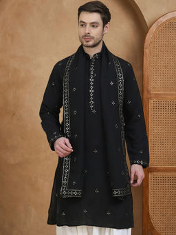 Jompers - Embroidered and Sequin Kurta With Dupatta -Black