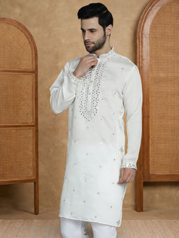 Jompers - White Men's Embroidered Kurta
