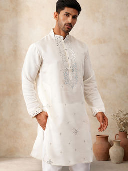 Jompers - White Men's Embroidered Kurta