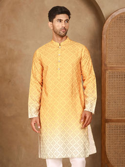 Jompers - Mustard Ombre Printed Kurta For Men