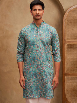 Jompers - Turquoise Embroidered Kurta For Men
