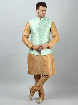 Uri and MacKenzie - Kurta and Pyjama with Degine On Nehru Jacket-Green
