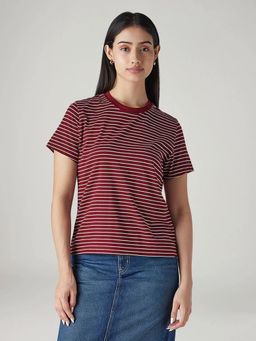 Levi's - Women Maroon Stripes T-Shirt
