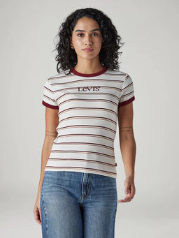 Levi's - Women Off White Stripes T-Shirt