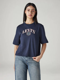 Levi's - Women Navy Blue Embroidered T-Shirt