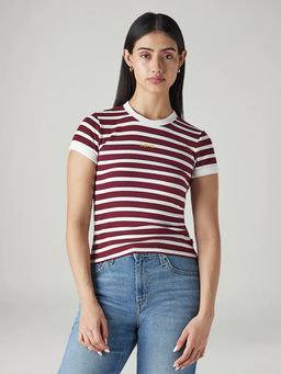 Levi's - Women Burgundy Stripes T-Shirt