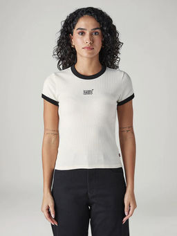 Levi's - Women Off White Textured T-Shirt