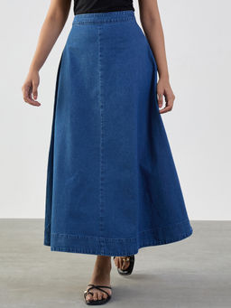 Femmella - Denimclassic Blue A-Line Maxi Skirt