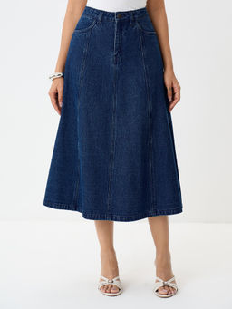 Femmella - Denimclassic Navy A-Line Midi Skirt