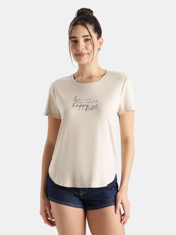 Jockey - Iw31 Women Micro Modal Fiber Solid Round Neck Half Sleeves T-Shirt-French Oak
