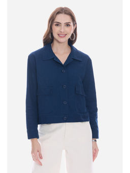 Virgio - Solid Cotton Utility Shacket for Women