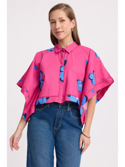 Virgio - Floral Cotton Floral Kaftan Crop Shirt for Women