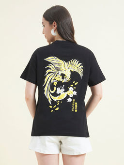 Beatnik - Women Phoenix Print Embossed T-Shirt