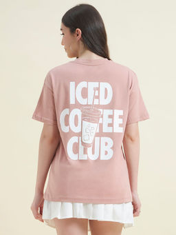 Beatnik - Women Iced Coffee Club Embossed Print T-Shirt
