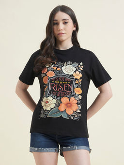 Beatnik - Women Flowral Embossed Print T-Shirt