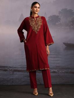 Libas - Red Embroidered Thread Work Kurta