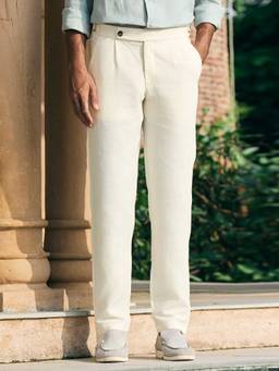 Andamen - Men European Linen Solid Regular Fit Trouser