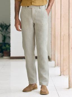 Andamen - Men European Linen Solid Regular Fit Trouser