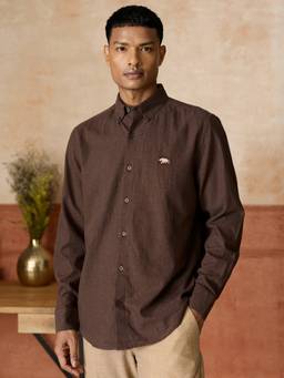 Andamen - Semi Casual Mens Brown Regular Fit Shirt