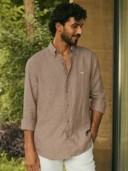 Andamen - Men European Linen Solid Slim Fit Shirt