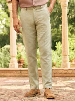 Andamen - Casual Men Cotton Blend Structure Khaki Regular Fit Trouser