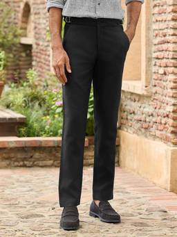 Andamen - Casual Men Linen Blend Solid Black Regular Fit Trouser