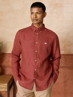 Andamen - Men European Linen Solid Slim Fit Shirt